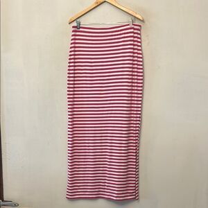 Michael Michael Kors hot pink white striped maxi skirt Size L EUC